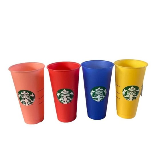 Starbucks 24oz Color Changing Cups 4 Pack: Pink, Red, Blue, Yellow - Picture 1 of 2